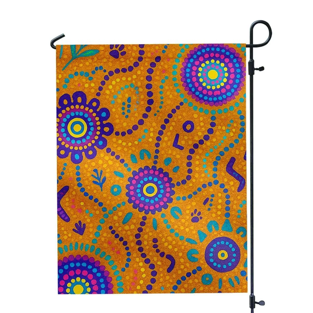 Aboriginal Dot Painting Garden Flag Waterway Orange