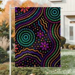 Aboriginal Dot Painting Garden Flag Neon Songlines