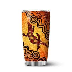 Aboriginal Rarrk Tumbler Goanna Red Orange