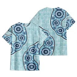 Aboriginal Dot Painting T-Shirt Waterhole Blue Rarrk