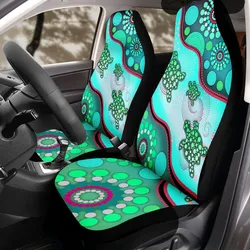 Aboriginal Dot Painting Car Seat Cover Turtle Dot Jade Green