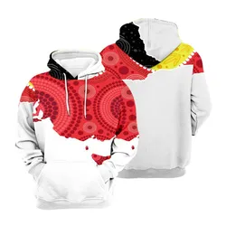 Aboriginal Dot Painting Men's Hoodie Red Earth Hunt Land Map Zip Up Hoodie