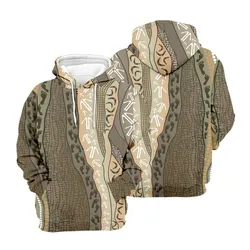 Aboriginal Rarrk Men's Hoodie Hunting Grey Brown Zip Up Hoodie