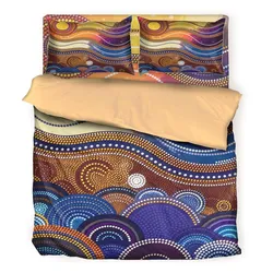 Aboriginal Dot Painting Bedding Set Ocean Journey Blue