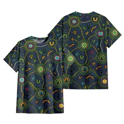 Aboriginal Dot Painting T-Shirt Circle Of Ancestors Blue