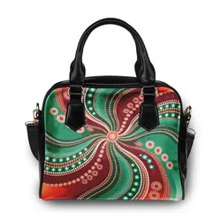 Aboriginal Dot Painting Shoulder Handbag Running Waterhole Red Green
