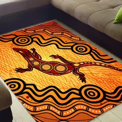 Aboriginal Rarrk Carpet Rug Goanna Red Orange