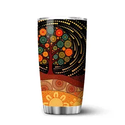 Aboriginal Dot Painting Tumbler Tree Red