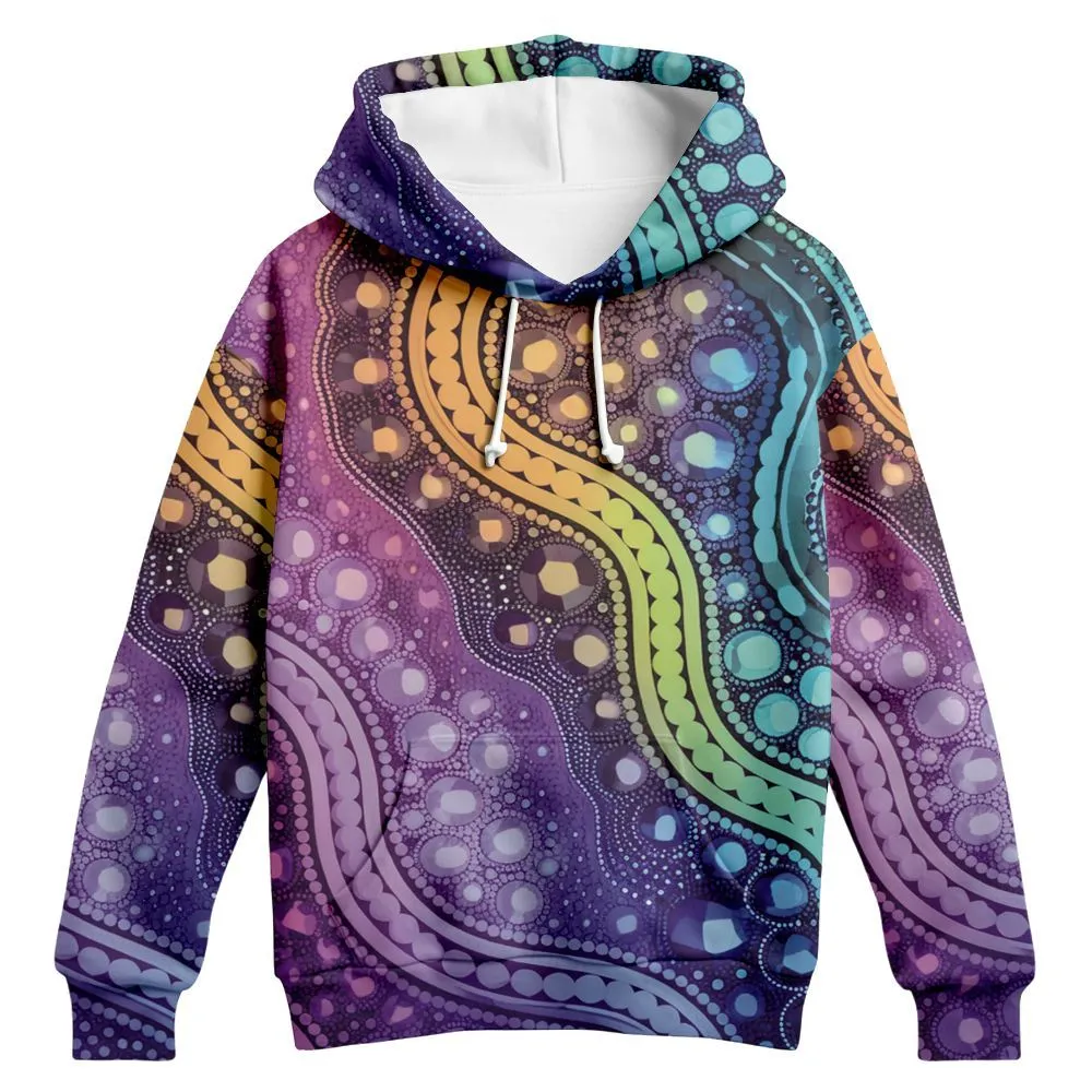 Aboriginal Dot Painting Hoodie Aurora Spirit Zip Up Hoodie