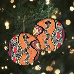 Aboriginal Dot Painting Ornament Snake Ceramic Ornament