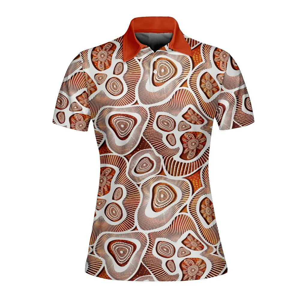 Aboriginal Rarrk Women Polo Shirt Meeting Place White