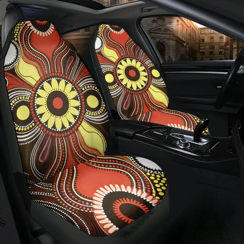 Aboriginal Dot Painting Car Seat Cover Red Earth