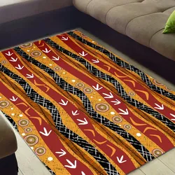 Aboriginal Rarrk Carpet Rug Emu Hunting Ochre Orange
