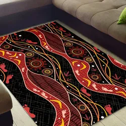 Aboriginal Rarrk Carpet Rug Hunting Emu Red