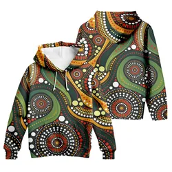 Aboriginal Dot Painting Hoodie Waterhole Green Zip Up Hoodie