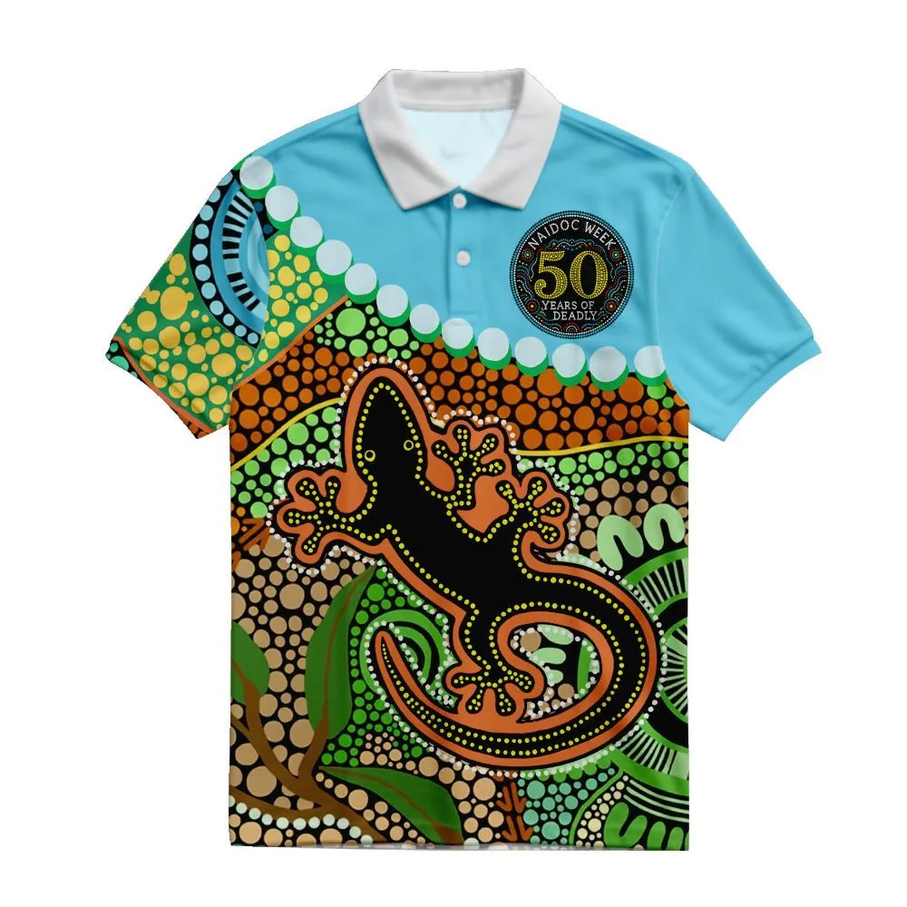Aboriginal Dot Painting Polo Shirt Goanna NAIDOC 2026