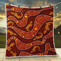 Aboriginal Dot Painting Quilt Goanna Red