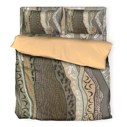 Aboriginal Rarrk Bedding Set Hunting Grey Brown