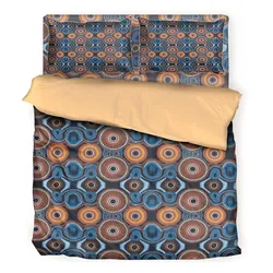 Aboriginal Dot Painting Bedding Set Running Water Pattern Blue Rarrk