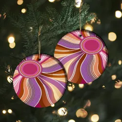Aboriginal Dot Painting Ornament Waterpath Magenta Ceramic Ornament