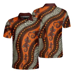 Aboriginal Dot Painting Men's Polo Shirt Hunting Goanna Orange