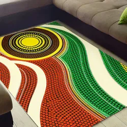 Aboriginal Dot Painting Carpet Rug Sun Flow Red And Green